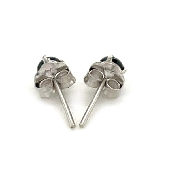 14k White Gold Black 3mm Faceted Cubic Zirconia Stud Earrings
