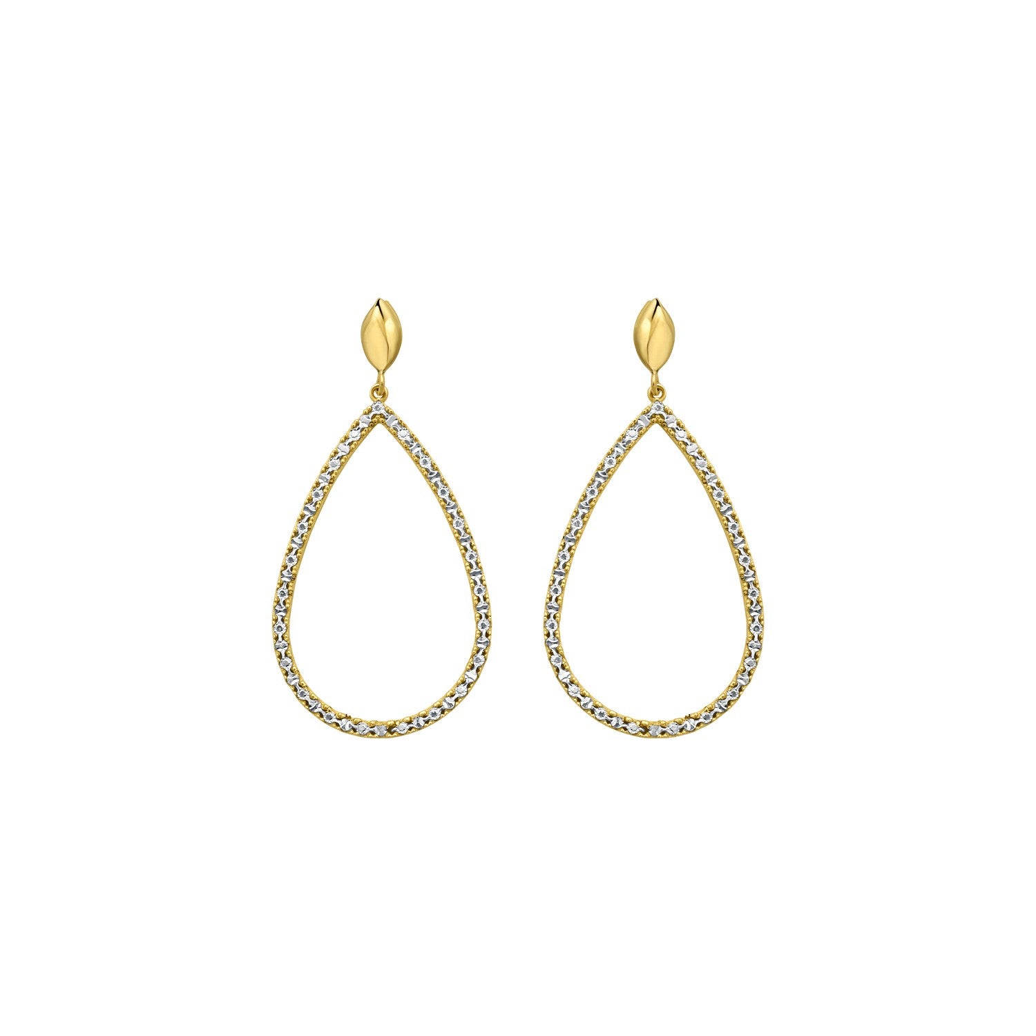 Yellow and White Gold Diamon'Oro Marquise Earrings