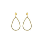 14K Two Tone Gold Diamon Oro Marquise Earrings