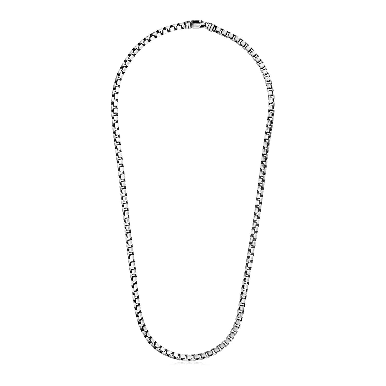 Silver Gunmetal Finish Box Chain Necklace 24"