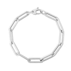 White Gold Extra Wide Paperclip Chain Bracelet 7.5"