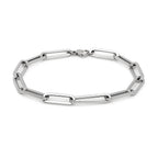 White Gold Extra Wide Paperclip Chain Bracelet 7.5"