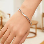 White Gold Extra Wide Paperclip Chain Bracelet 7.5"