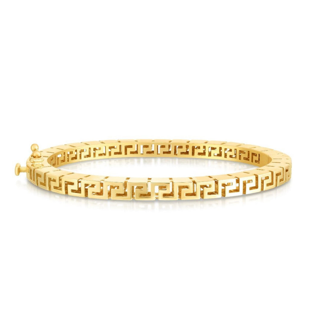 14k Yellow Gold High Polish Greek Key Bangle (4.80 mm)