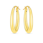 14k Yellow Gold Elongated Oval Hoops