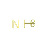 14K Yellow Gold Yours Truly Initial N Stud Earrings