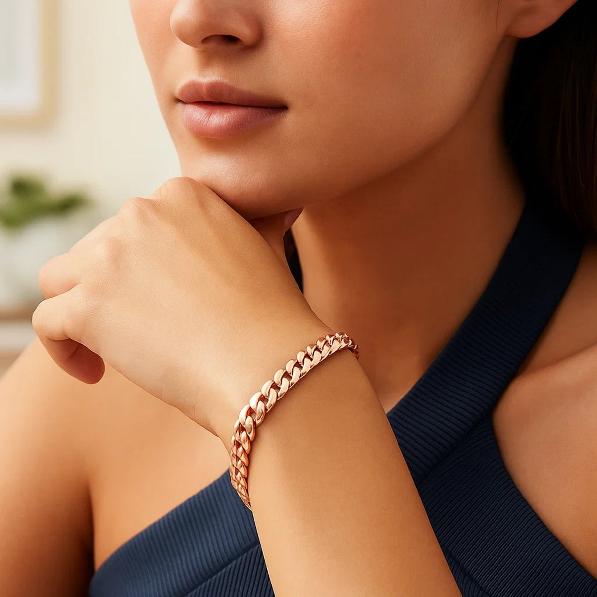 14K Rose Gold Ladies Cuban Link Bracelet (5.90 mm)