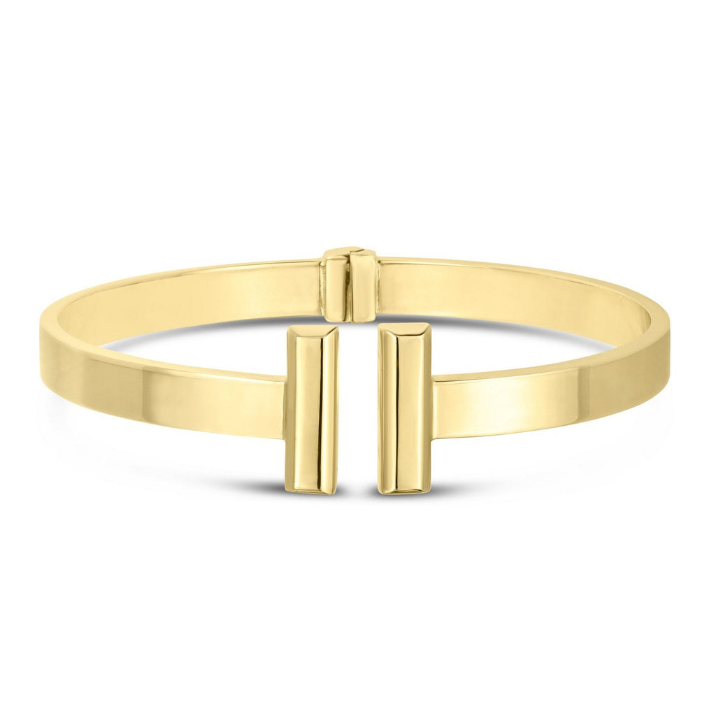 14k Yellow Gold High Polish Bar Cuff Bangle (6.00 mm)