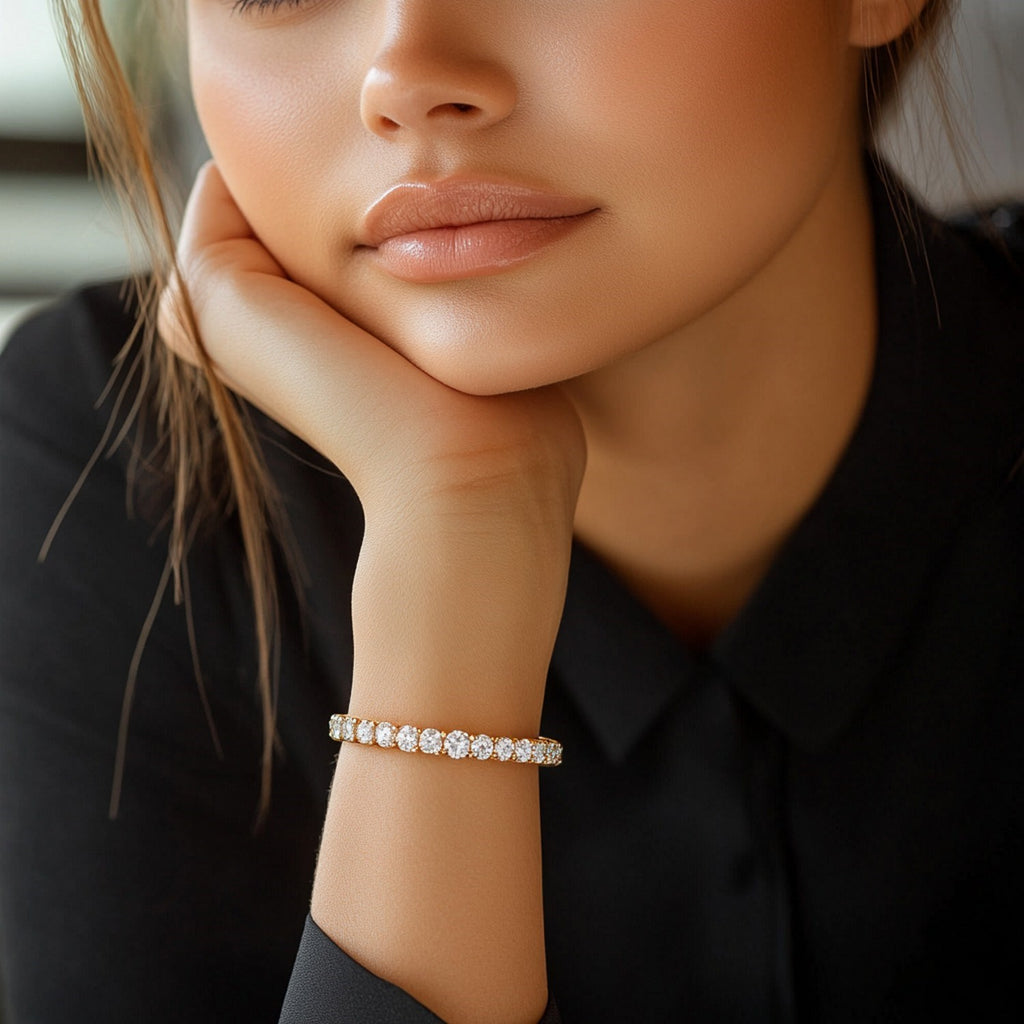Lab Grown Round Diamond Tennis Bracelet in 14k Yellow Gold (8 cctw F/G  VS2/SI1)
