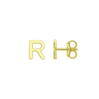 14K Yellow Gold Yours Truly Initial R Stud Earrings