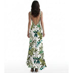 Reversible Backless Jersey Dress Green/Floral
