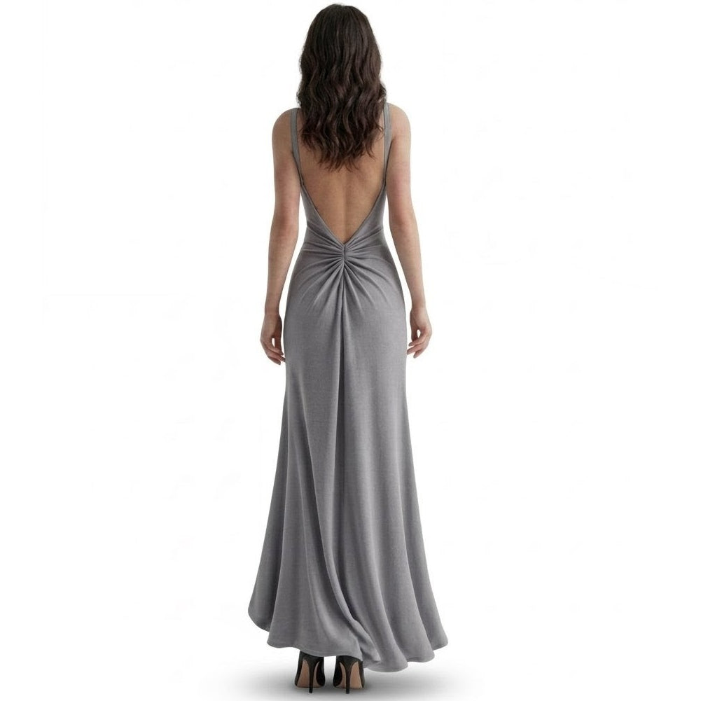 Reversible Backless Jersey Dress Grey/Stripe