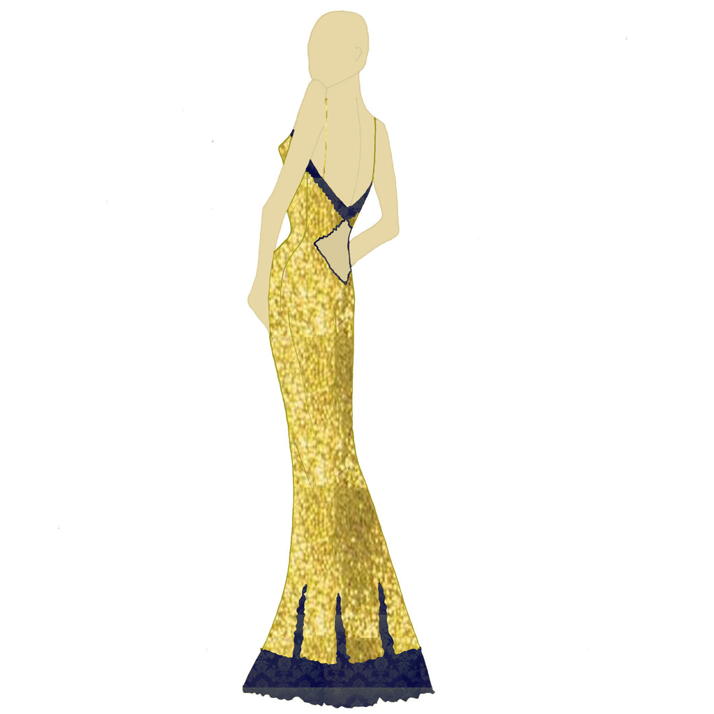 Gold sequin and jacquard Lauren Dress