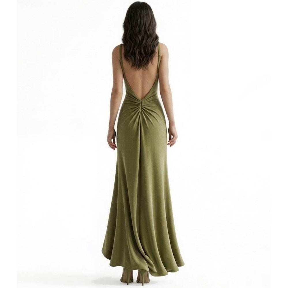 Reversible Backless Jersey Dress Khaki/Print