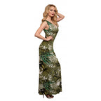 Reversible Backless Jersey Dress Khaki/Print