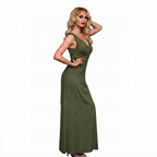 Reversible Backless Jersey Dress Khaki/Print