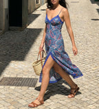Latin Style Dress Blue Paisley