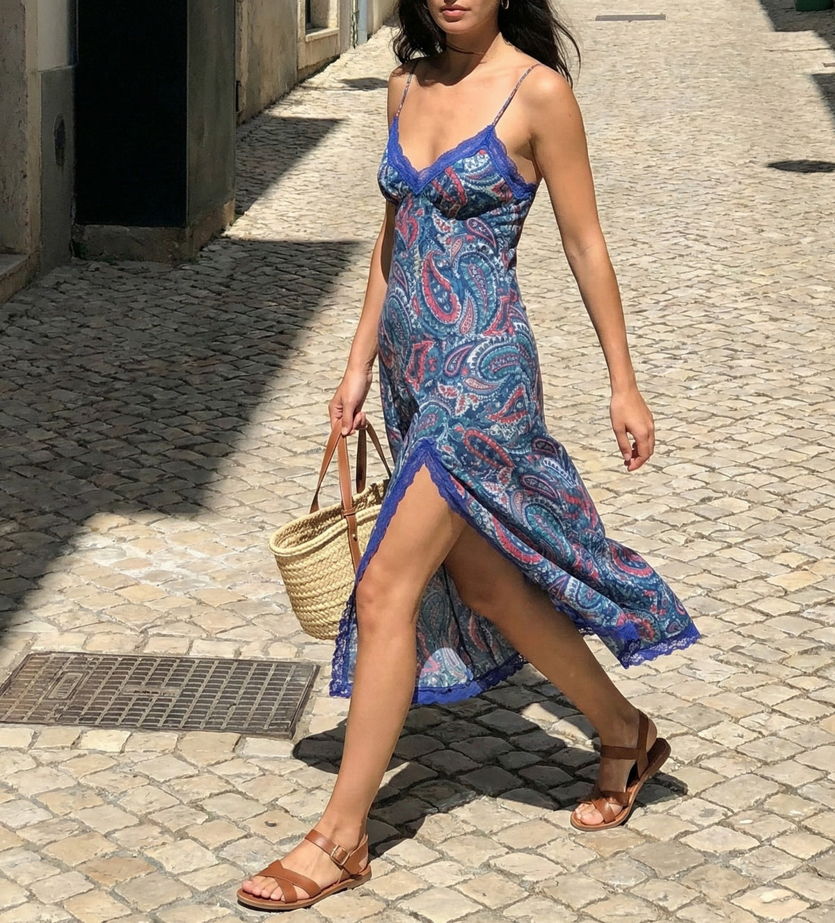 Latin Style Dress Blue Paisley
