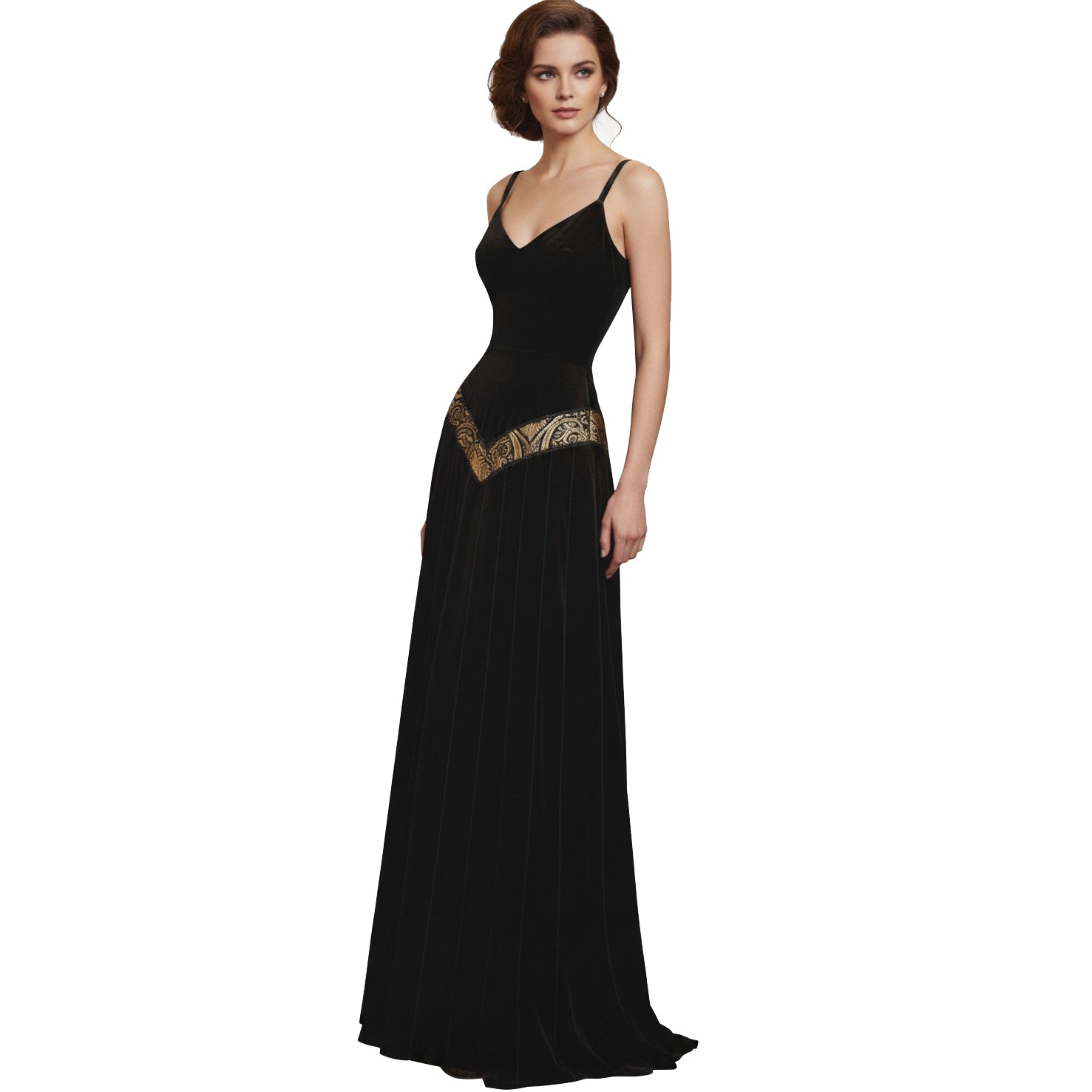 Black Velvet Medieval Maxi Dress