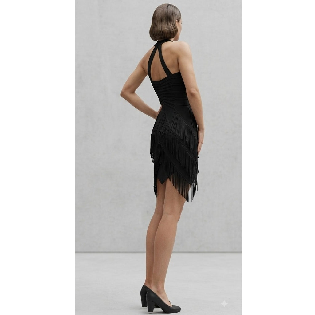 Assymetric Fringe Flapper Dress