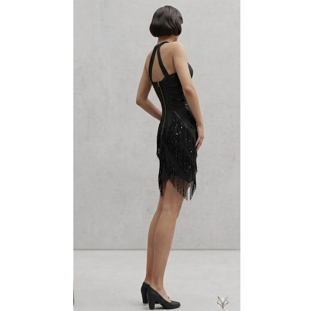 Assymetric Fringe Flapper Dress