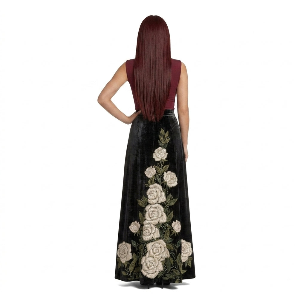Holder Couture Appliqué Maxi Skirt back view