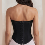 Black Cotton Canvas Bandeau Corset