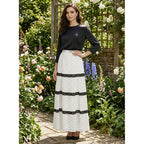 Cotton Prairie Skirt White with black trim