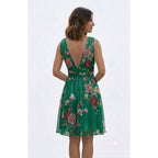 Oriental Print Ruched Dress