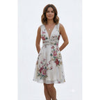 Oriental Print Ruched Dress
