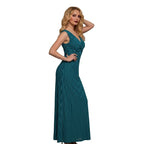 Reversible Backless Jersey Dress Teal/Stripe
