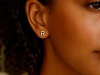 Gold Yours Truly Initial R Stud Earrings