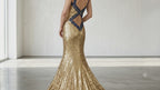 Gold sequin and jacquard Lauren Dress